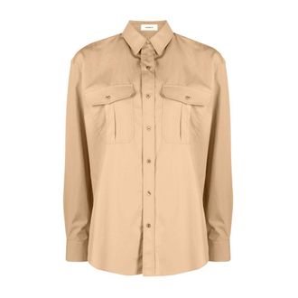 Wardrobe.NYC Wardrobe.nyc, Dames, Blouses & Shirts, Bruin, Maat: L Katoen