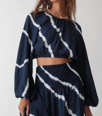 Electric & Rose Abigail Cropped Top In Wavy Indigo
