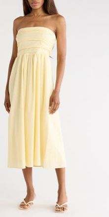 Wayf Ruched Strapless Midi Dress in Straw Yellow at Nordstrom Rack, Size X-Small