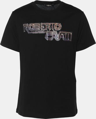 Roberto Cavalli Black Jersey Logo T-Shirt