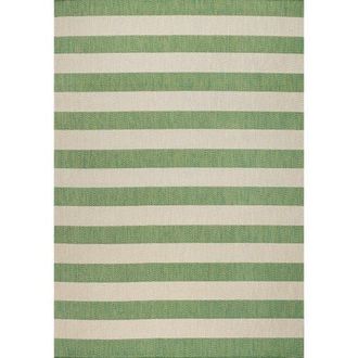 Jonathan Y Designs Negril Two-Tone Wide Stripe Indoor/Outdoor Area Rug in Green/cream at Nordstrom, Size 4Ft 0In X 6Ft 0In