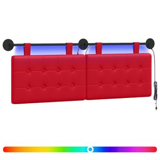 vidaXL Cabecero Colgante Con Luz Led Rojo Cuero Sint&eacute;tico Vidaxl