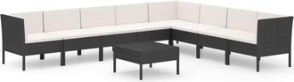 vidaXL 9 Pcs Garden Lounge Set Con Vime Pe Negro