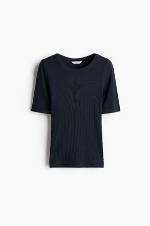 H&M Geripptes Shirt aus Seidenmix - Blue