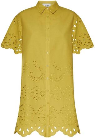 Silvian Heach Aimal Chemisier - Dames - Shirt Kleedjes - Geel - 2XS - Katoen - Kleedjes