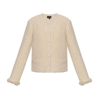 Emporio Armani Cardigans, female, Beige, Size: XL Cardigan with Pockets