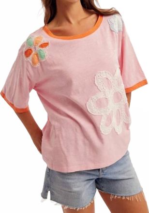 Hem & Thread Wren Flower Patch Top In Pink