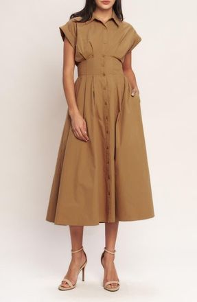 Flying Tomato Corset Midi Fit & Flare Dress in Caramel at Nordstrom, Size Medium
