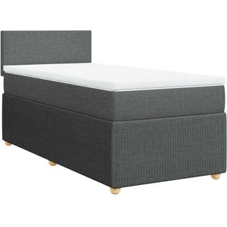 vidaXL Cama Box Spring Con Colch&oacute;n Tela Gris Oscuro 100x200 Cm Vidaxl