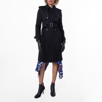 Burberry Notched-Lapel Belted Cashmere Trench Coat, Brand Size 8 ( US Size 6 )