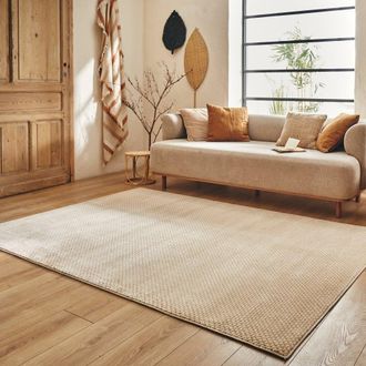 Nazar Rugs Alfombra damero en relieve - crema y beige - 80x150cm