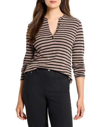 Nic+Zoe Petite Striped Henley T-Shirt