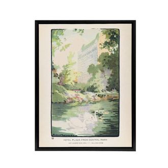 Artery8 Hotel Plaza from Central Park Elmer Framed Canvas Wall Art Print | Size: W24 x H32