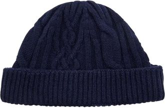 John Smedley Emerya cable-knit beanie hat - men - Recycled Cashmere/Merino - One Size - Blue