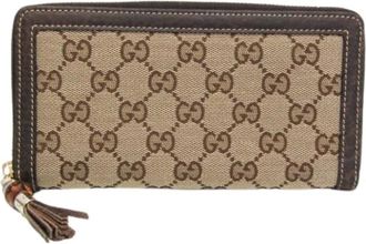 Gucci Pre-owned Round zip long wallet 224253 - Dames - Vintage Accessoires - Bruin - ONE Size - Leer - Vintage