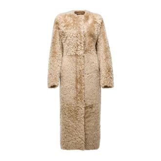VSP Inesse Shearling Jas - Dames - Jassen - Beige - Maat: XS Leer