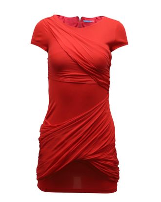 Alice & Olivia Alice + Olivia Draped Detail Dress in Red Acetate