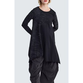 Luukaa D'Celli Melantha Abstract Burnout Tunic in Ink Black at Nordstrom, Size 8
