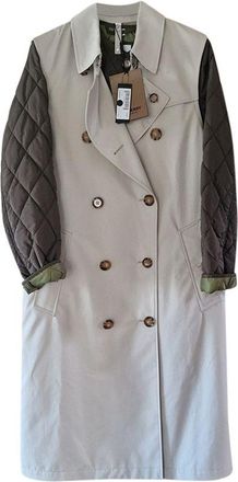 Burberry stone gabardine quilted sleeve trench coat Size M