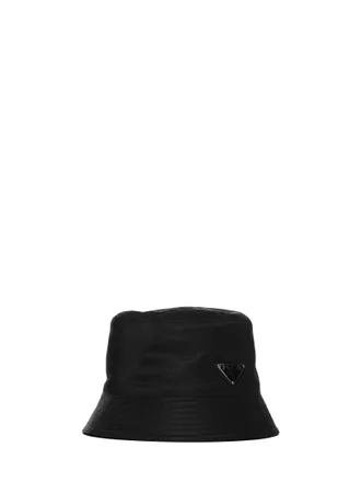Prada Mens Bucket Hat Re-Nylon Black Calf Leather