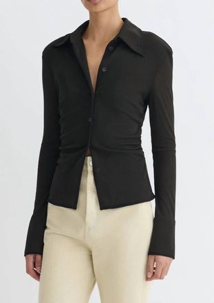 Nanushka Idana Long Sleeve Shirt In Black