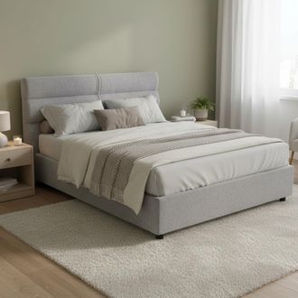 Dmora Letto Matrimoniale Briaglia, Letto Matrimoniale Sfoderabile, Contenitore Made In Italy, Dimensione Materasso 160x200 Cm, Grigio