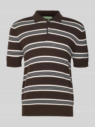 FTC Poloshirt mit gerippten Abschlüssen in Dunkelbraun, Größe 48