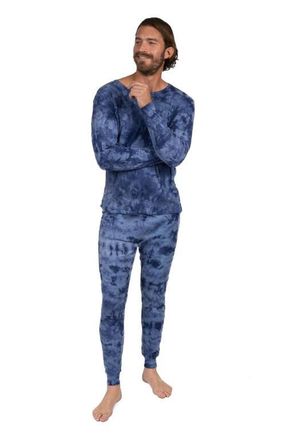 Leveret Mens Cotton Tie Dye Matching Family Pajamas in Tie Dye Navy Mix at Nordstrom, Size Xx-Large