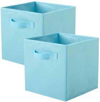 OEM Cajas De Almacenamiento Plegables - 2 Piezas, Forma C&uacute;bica, Tela De Lujo, Azul Claro