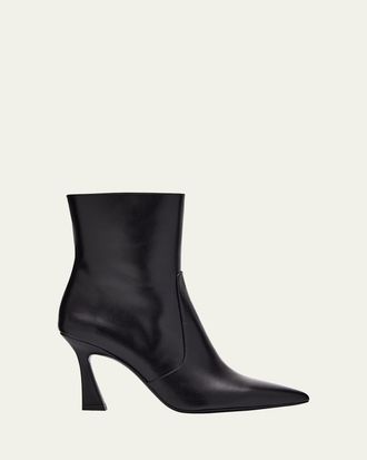 Stuart Weitzman 85mm Vinnie Leather Zip Booties