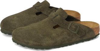 Birkenstock Boston - Suede Womens Clog Shoes Thyme Suede : EU 42 (US Womens 11-11.5) Narrow