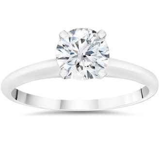 Pompeii3 3/8ct Lab Created Solitaire Diamond Engagement Ring 14k White Gold