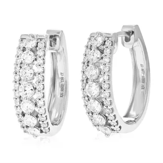 Vir Jewels 1 cttw Lab Grown Diamond Hoops Earrings in Sterling Silver With Hidden Post For Women