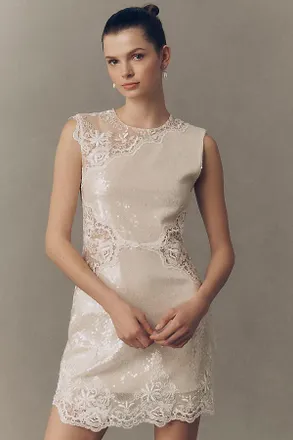 BHLDN Sequin and Lace Mini Dress