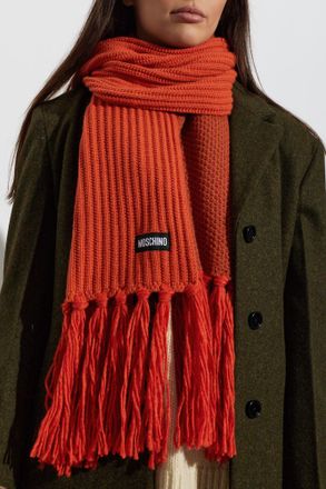 Moschino Scarf With Fringes, Unisex, Orange