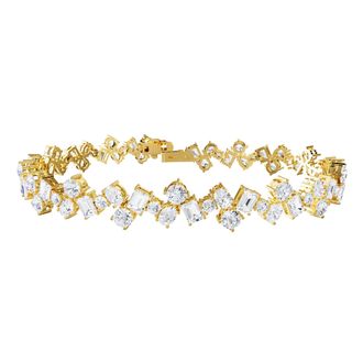Diamond2Deal 18k Vermeil Plated Silver 11.2 ct Multi Shape Lab Grown Diamond Fancy Bracelet 7