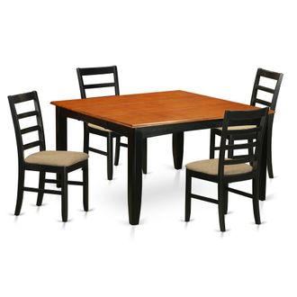 East West Furniture PARF5-BLK-C 5 Pc Dining set-Square Dining Table with Leaf and 4 Dining Chairs
