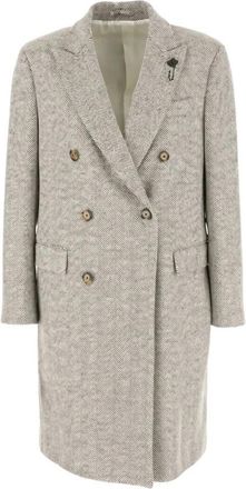 Lardini Double-Breasted Coat - Heren - Mantel - Beige - L - Wol - Jassen