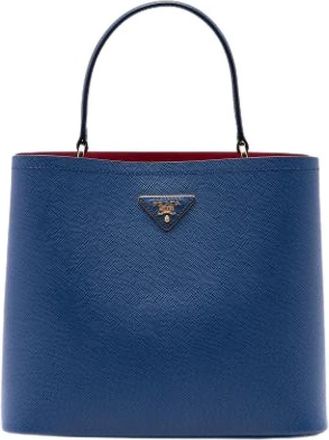 Prada Pre-owned Saffiano Satchel - Dames - Vintage Shopper - Blauw - ONE Size - Leer - Vintage