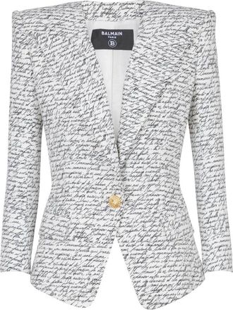 Balmain 1-Knopen Jas Met Liefdesbriefprint - Dames - Blazers - Veelkleurig - S - Leer - Jassen