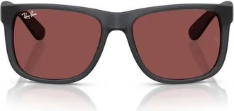 Ray-Ban Justin 51mm Square Sunglasses in Opal Grey /Dark Violet at Nordstrom
