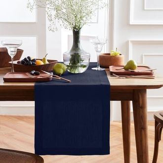 Solino Home Linen Table Runner for Dining Table, Holiday and Everyday Table Decor - Sonoma in Indigo Navy at Nordstrom, Size Xx-Small