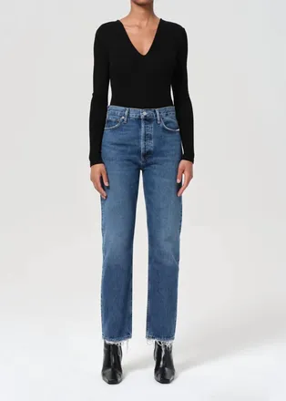 A Gold E 90s Pinch Waist Jeans In Indigo Denim