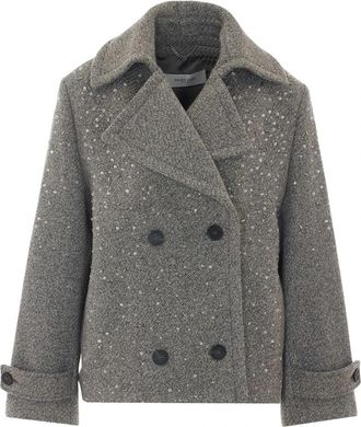 Golden Goose Korte Woljas - Dames - Mantel - Grijs - XS - Wol - Jassen