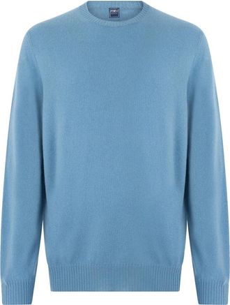 Fedeli Elegante Trui met Ronde Hals - Heren - Cashmere truien - Blauw - 3XL - Kasjmier - Truien & Vesten
