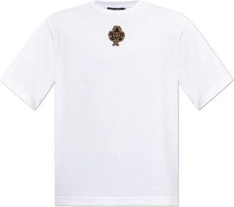 Dolce & Gabbana T-shirt met applicatie - Heren - T-shirts - Wit - XL - Katoen - Tops