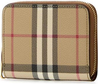 Burberry Womens Around Wallet Beige Polyurethane Cotton