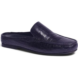 Carlos By Carlos Santana Hades Croc Embossed Leather Mule in Navy at Nordstrom Rack, Size 7.5