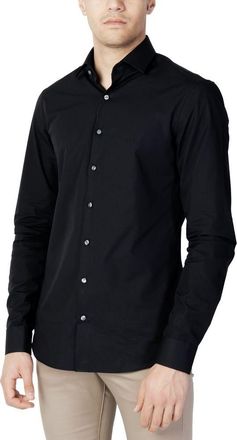 Calvin Klein Mens Classic Longsleeve Shirt - Black Cotton - Size EU 42 (Mens)