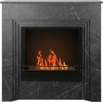 Dmora Dmora - Chimenea De Bioetanol Dstephanesing, Chimenea Ecol&oacute;gica, Hogar Sin Humo, Calefactor De Etanol, Made In Italy, 96x35 H96 Cm, Negro
